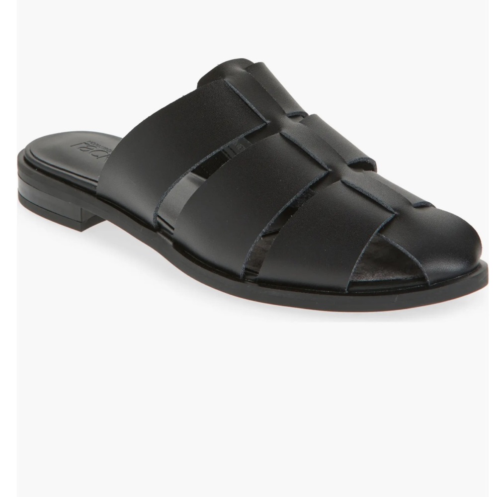 Women’s Black Leather Slide Sandals